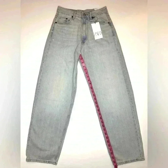 Zara Womens Tailored Mid Waist Balloon Jeans Size- 0 - Picture 3 of 9